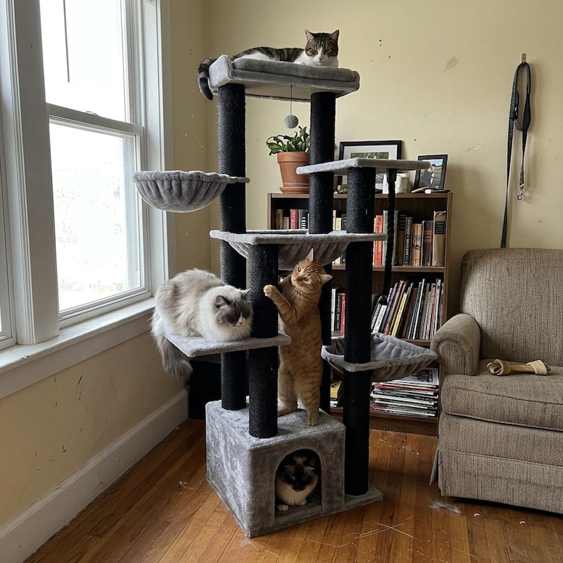 large cat tree for big cats heavy duty no wobble cat tower with hammock stable design for indoor cats