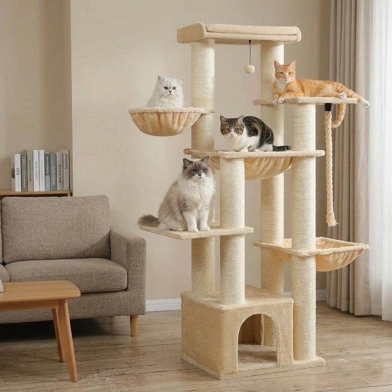 large cat tree for big cats heavy duty no wobble cat tower with hammock stable design for indoor cats