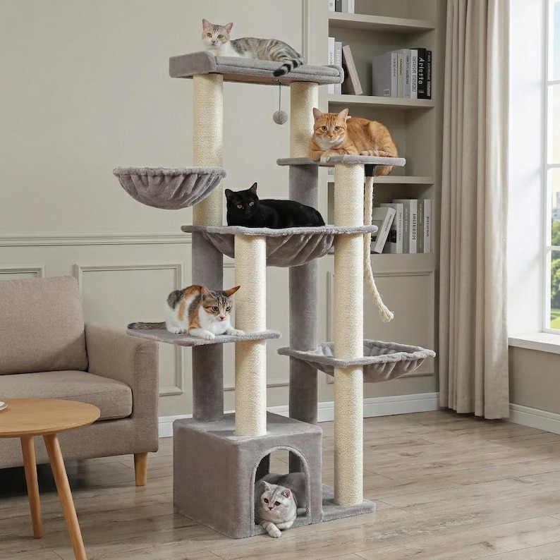 large cat tree for big cats heavy duty no wobble cat tower with hammock stable design for indoor cats