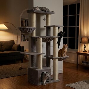 large cat tree for big cats heavy duty no wobble cat tower with hammock stable design for indoor cats