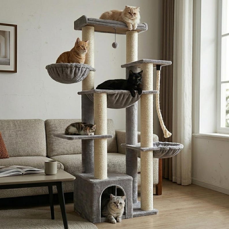 large cat tree for big cats heavy duty no wobble cat tower with hammock stable design for indoor cats