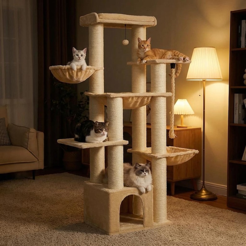 large cat tree for big cats heavy duty no wobble cat tower with hammock stable design for indoor cats