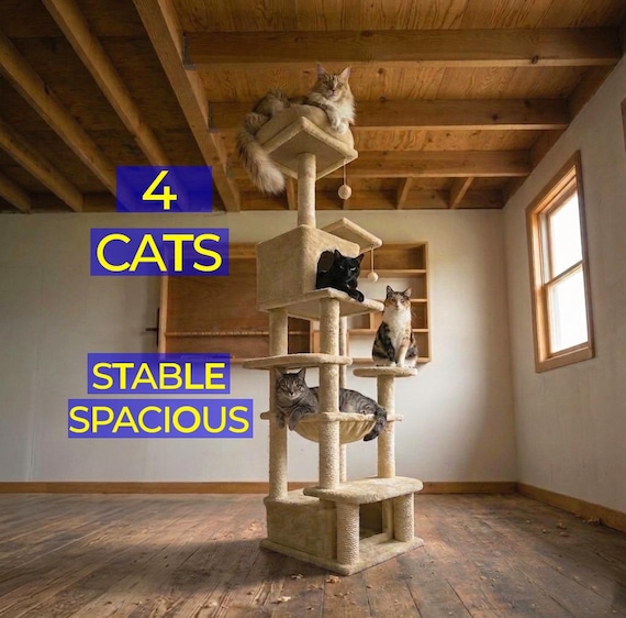 Large Cat Tree with Hammock – Multi Level Cat Tower