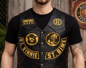 Pantera inspiriert Cowboys aus der Hölle Weste | Zakk-Style Metal Gitarrist Schwarze Lederweste