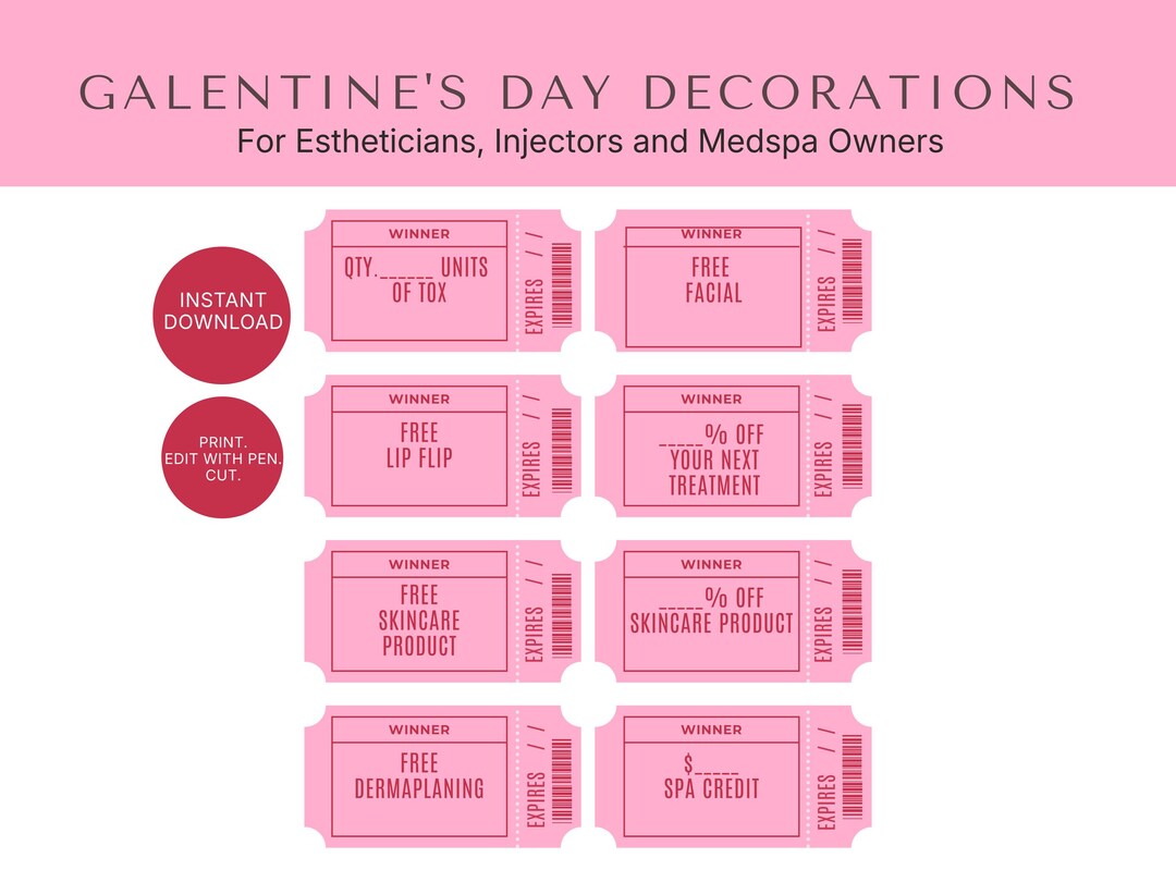 Botox Raffle Galentine's Day Medspa Raffle Tickets|botox Party Decorations Digital ...