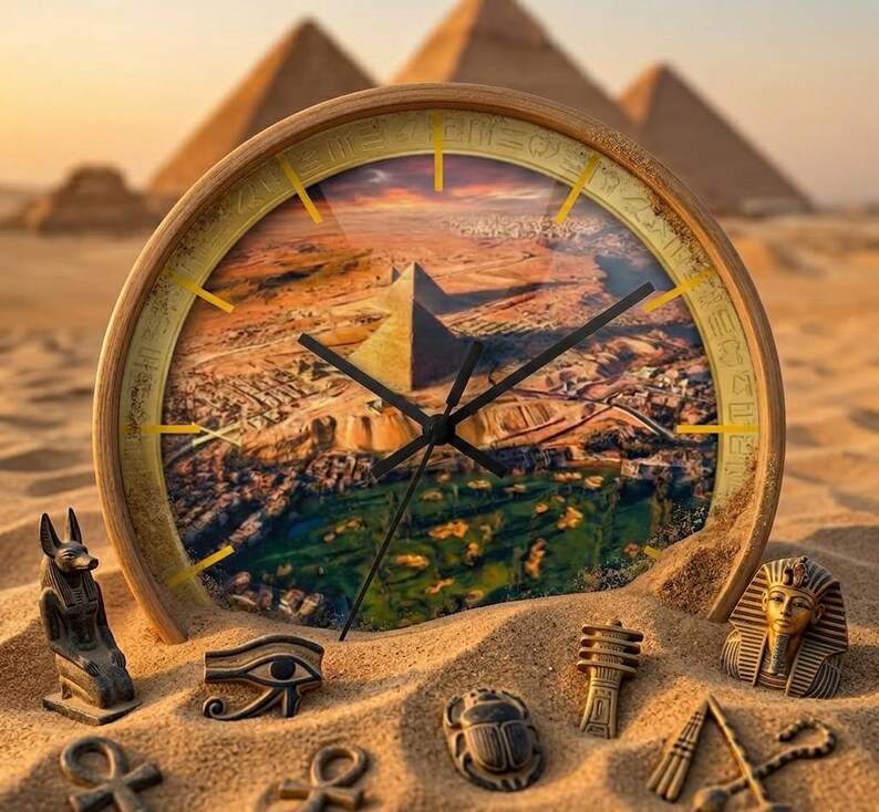 Personalized Egyptian Pyramids Wall Clock | Aerial Cairo Landscape ...