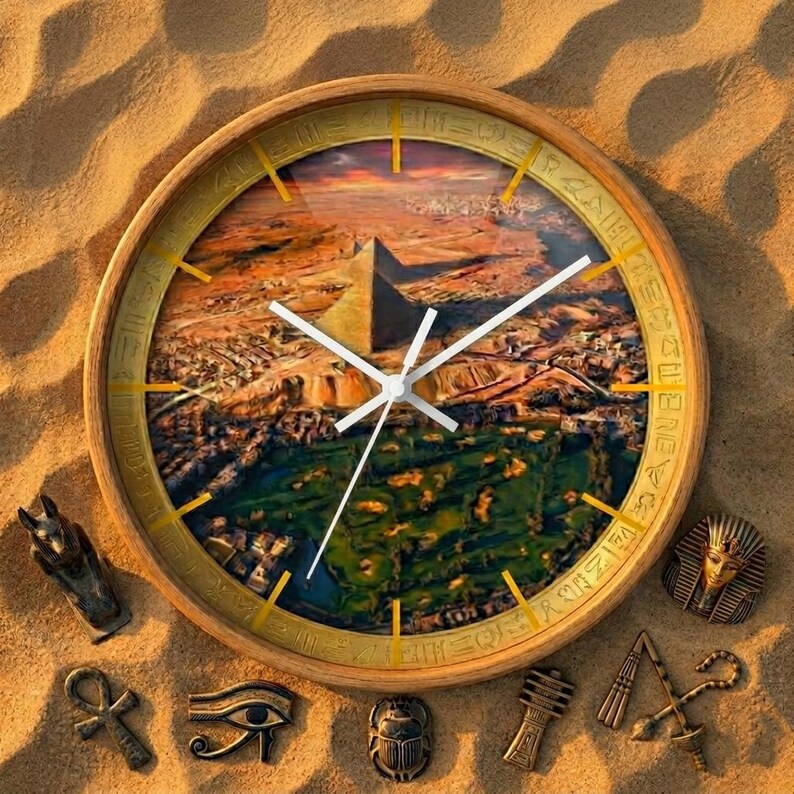Personalized Egyptian Pyramids Wall Clock | Aerial Cairo Landscape ...
