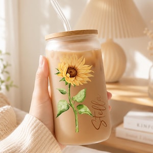Sunflower Iced Coffee Glass Cup with Lids and Straws, Gifts for Fr Buy Sunflower Iced Coffee Cup - Glass Tumbler With Straw Online in India -  Etsy