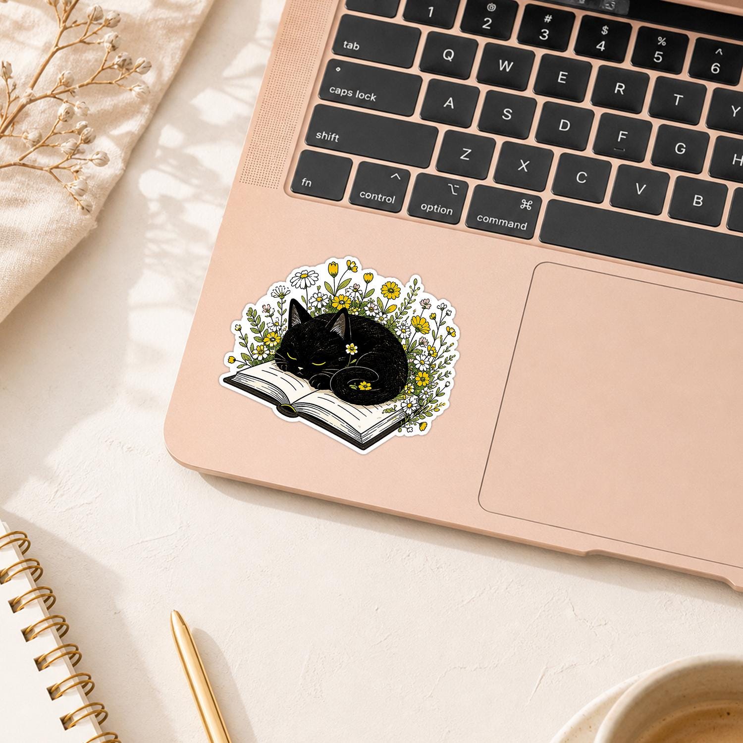 Black Cat Book Sticker – Wildflowers Glossy Waterproof Vinyl Decal - Etsy