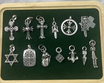 Vintage Cross Punk Pendant Necklace,Gothic Punk Style Silver Jewelry Gift 23 inch