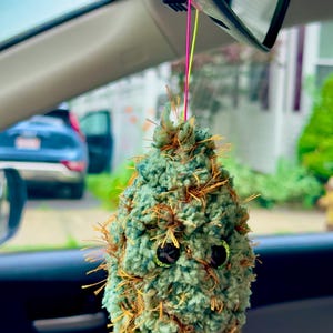 Crochet Nug Car Charm, Cute Rearview Mirror Accessory, Bag Charm, Stoner Gifts, Cannabis Plushie, Birthday Gift, 420