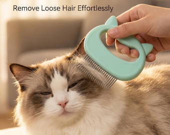 Pettine per la toelettatura del gatto, spazzola delicata per la rimozione del pelo in eccesso, strumento ergonomico per massaggi.