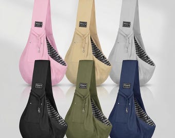 Transportín transpirable tipo bandolera para perros y gatos pequeños / Bolsa de viaje manos libres (hasta 7,2 kg)