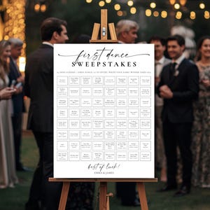 First Dance Sweepstake Sign, First Dance Guess The Song, Wedding Reception Game Printable, Editable Wedding Games (Instant Download)