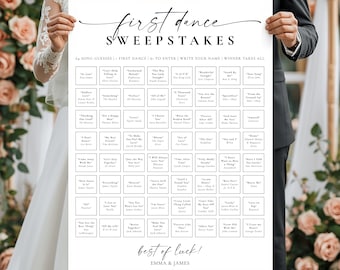 Wedding First Dance Sweepstake Game, First Dance Song Guess Game, Wedding Reception Game Printable, Wedding Activity, Instant Download