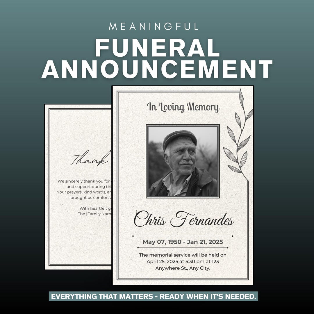 Modern Celebration of Life E-vite Template | Digital Funeral Invitation ...