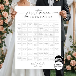 Wedding First Dance Sweepstake Game, Guess First Dance Song, Wedding Reception Game Printable, Instant Download