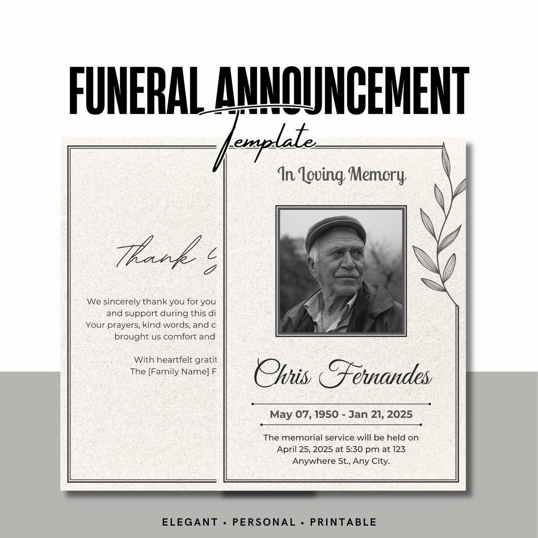 Funeral E-vite Template Celebration of Life | Digital Memorial ...