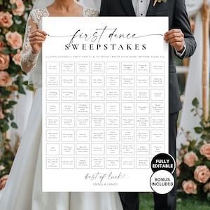 Wedding First Dance Sweepstake Game, Guess First Dance Song, Wedding Reception Game Printable, Instant Download