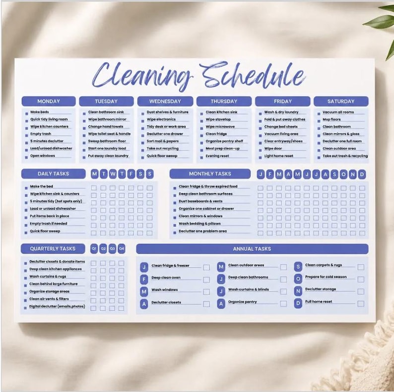 Weekly Household Task Household Cleaning Schedule Printable, Weekly Family Chore Planner ...