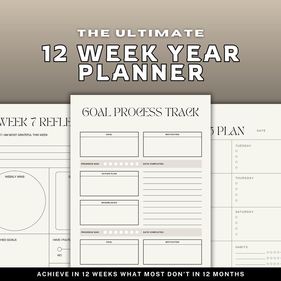 12 Week Year Planner Printable, Quarterly Goal Setting System, 90 Day ...