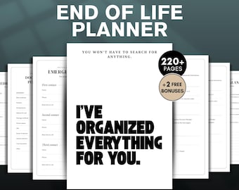 End of Life Planner Printable | Emergency Binder PDF, Legacy Planner & Important Information Organizer, Just In Case Bundle, Funeral Planner