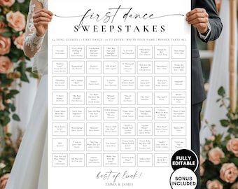 Juego de adivinanzas para el primer baile de bodas, adivina la canción del primer baile, juego imprimible para la recepción de la boda, descarga instantánea.
