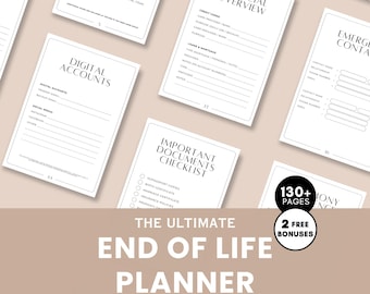 Planificador para el final de la vida (imprimible): carpeta de emergencia y planificador para casos imprevistos (PDF), planificador funerario.