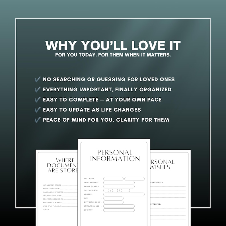 End of Life Planner Printable | Emergency Binder PDF, Legacy Planner ...