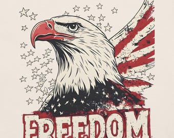 T-shirt Patriotic Eagle Freedom – Maglietta con grafica della bandiera americana effetto invecchiato