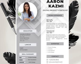 Canva ATS CV Download immediato Professionista in cerca di lavoro Studente Nozione Word