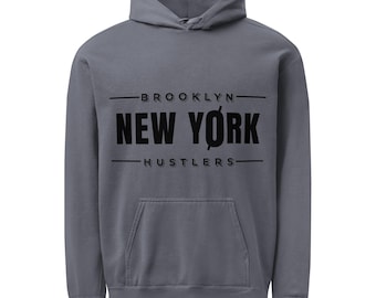 Felpa con cappuccio unisex tinta in capo Brooklyn NewYork