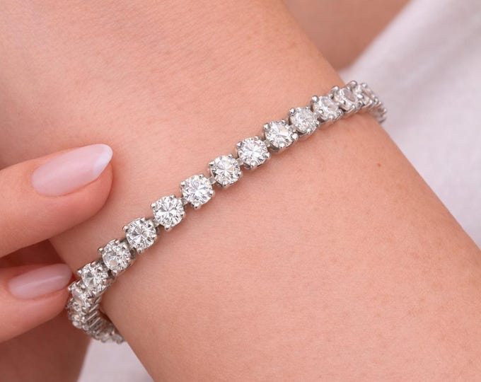 18K White Gold 7.00 CTW Diamond Tennis Bracelet, G Color VS Clarity, 6.75 Inch