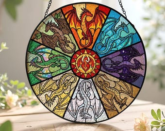 Wings Of Fire Dragons Stained Glass Suncatcher, Queen Of Pyrrhia Suncatcher, Nightwings Seawings Icewings Window Hanger, Fantasy Novel Lover