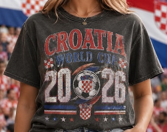 Croatia Soccer 2026 Shirt, Vintage Checkered Pattern Tee, Retro Football Fan Top, Unisex Sport Gift, Match Day Graphic Clothing