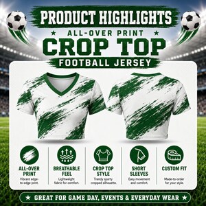 Custom Croatia Soccer Crop Top Jersey, Personalized Croatia Soccer Jersey Crop Tee, Support Football Team, Game Day Outfit immagine 5
