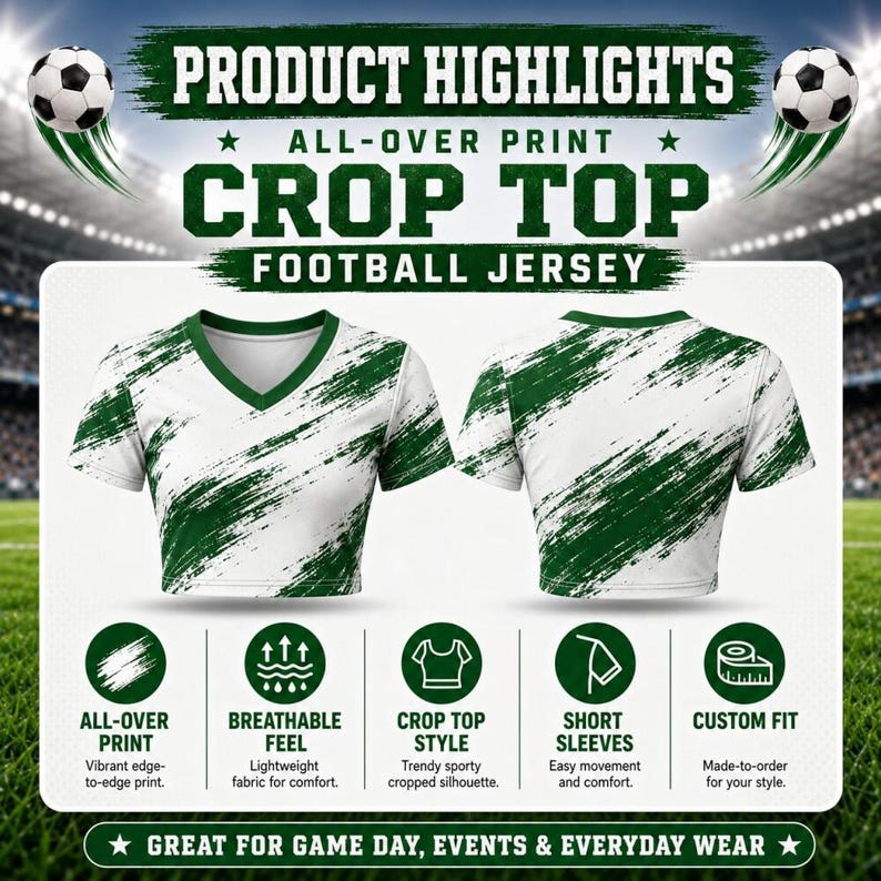 Custom Croatia Soccer Crop Top Jersey, Personalized Croatia Soccer Jersey Crop Tee, Support Football Team, Game Day Outfit immagine 5