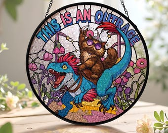 This Is An Outrage Dungeon Stained Glass Suncatcher, Dungeon Crawler Carl Window Hanging, Mongo Princess Donut Lover Decor, Fantasy Decor