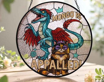 Dungeon Crawler Carl Stained Glass Suncatcher, Mongo Is Appalled Princess Donut Suncatcher, Dungeon Window Hanging, Fantasy Book Lover Gift