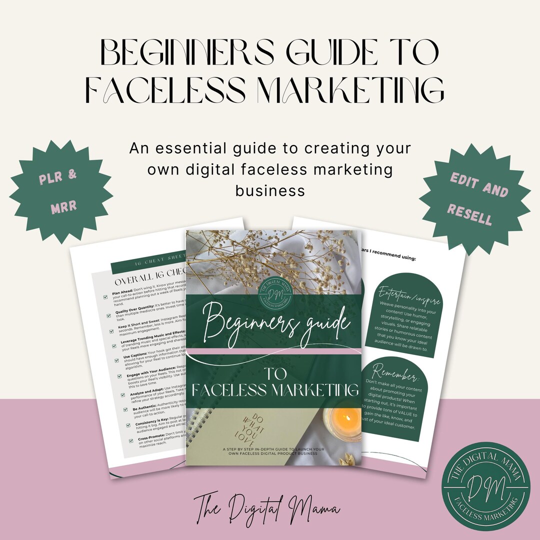 Faceless Digital Marketing Guide With PLR and MRR, Beginners How To ...