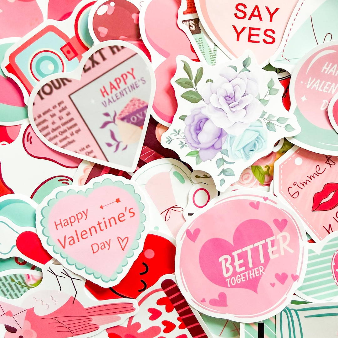 Interes Sticker 100PCS Ins Love Sticker, Romantic Sticker, Heart Sticker, Pretty ...