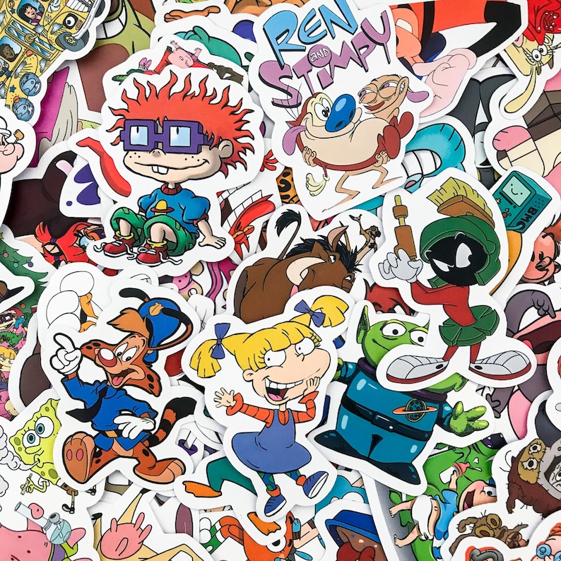 50PCS 90s Animation Stickers Pack, Cartoon Collage Stickers, Fun Meme ...