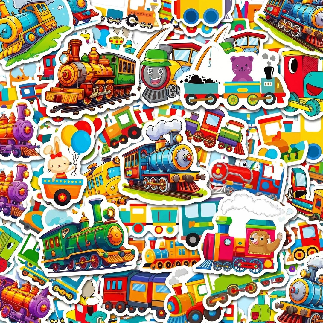 50PCS Train Sticker Pack, Cartoon Train Stickers, Cute Stickers for ...