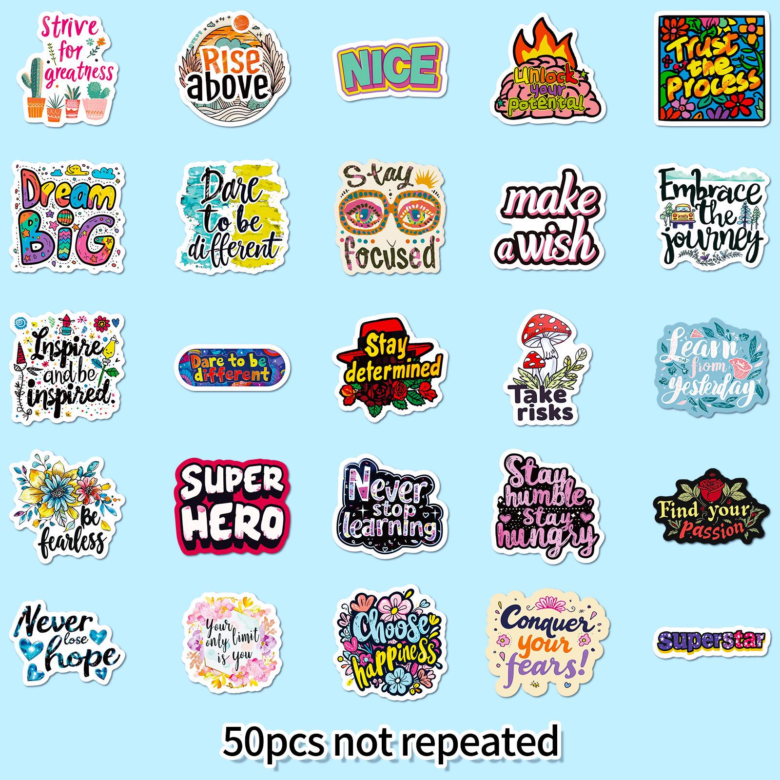 50PCS Motivational Sticker Pack, Inspirational Quote Stickers, Positive ...