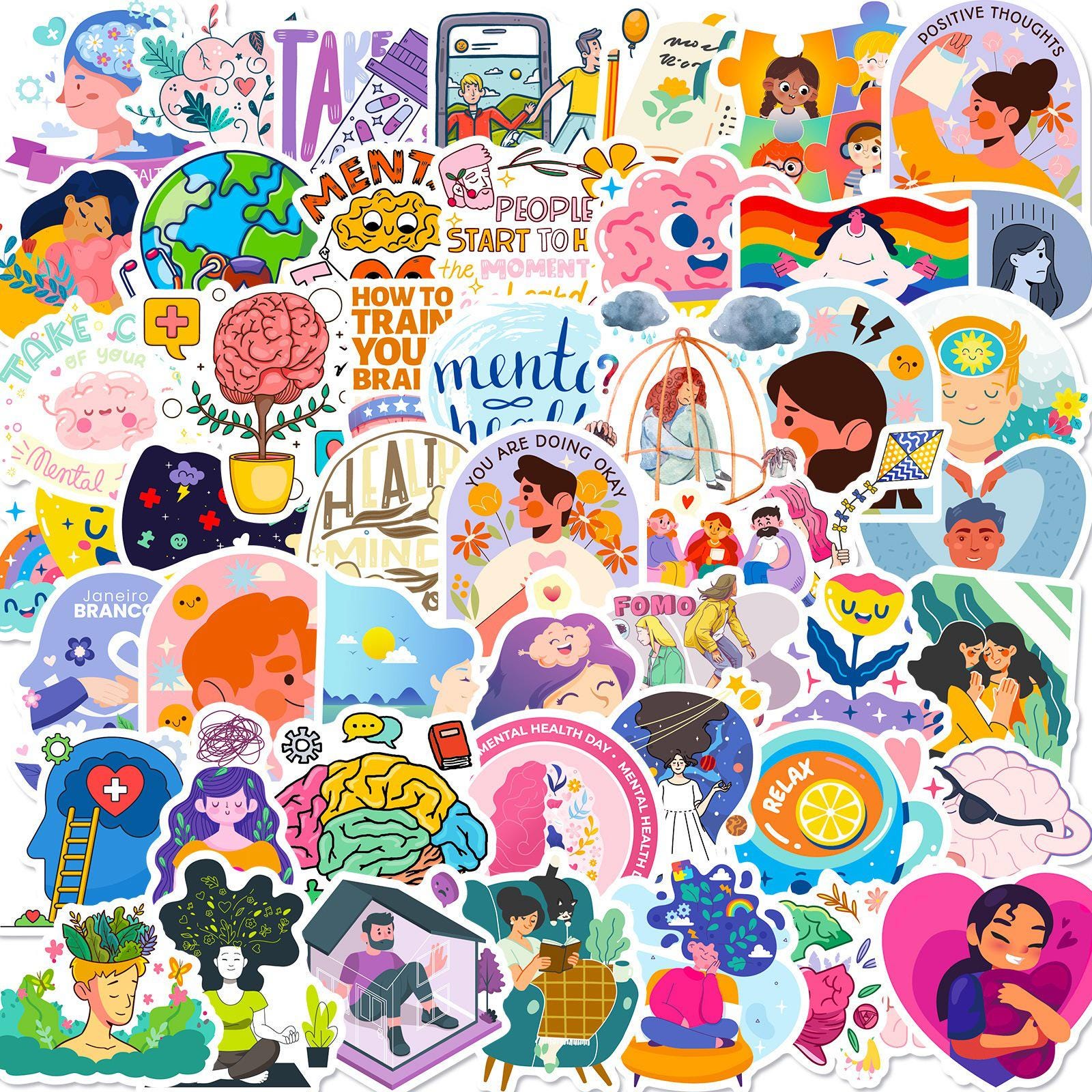 50PCS Mental Health Awareness Sticker, Mental Health Stickers, Positive ...