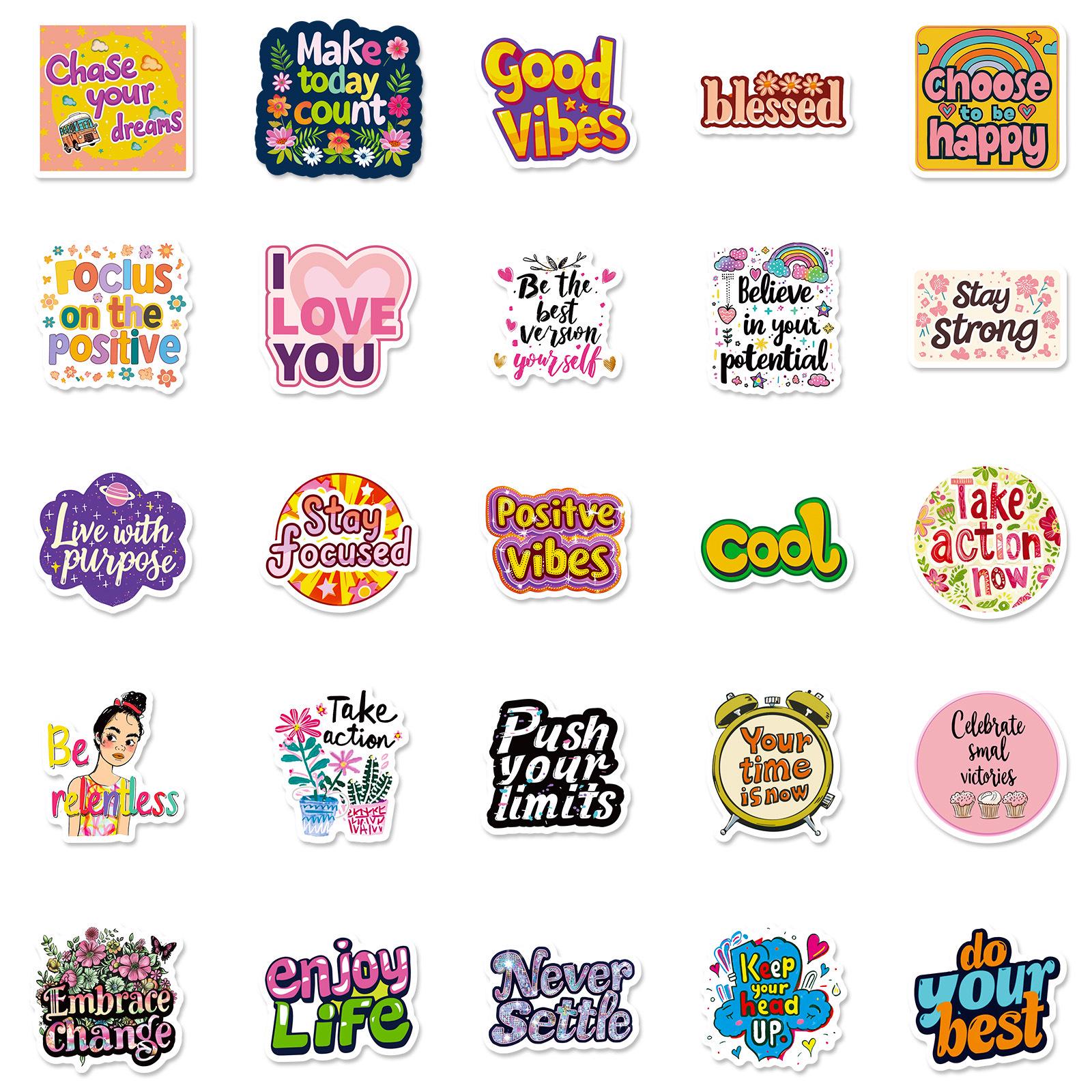 50PCS Motivational Sticker Pack, Inspirational Quote Stickers, Positive ...
