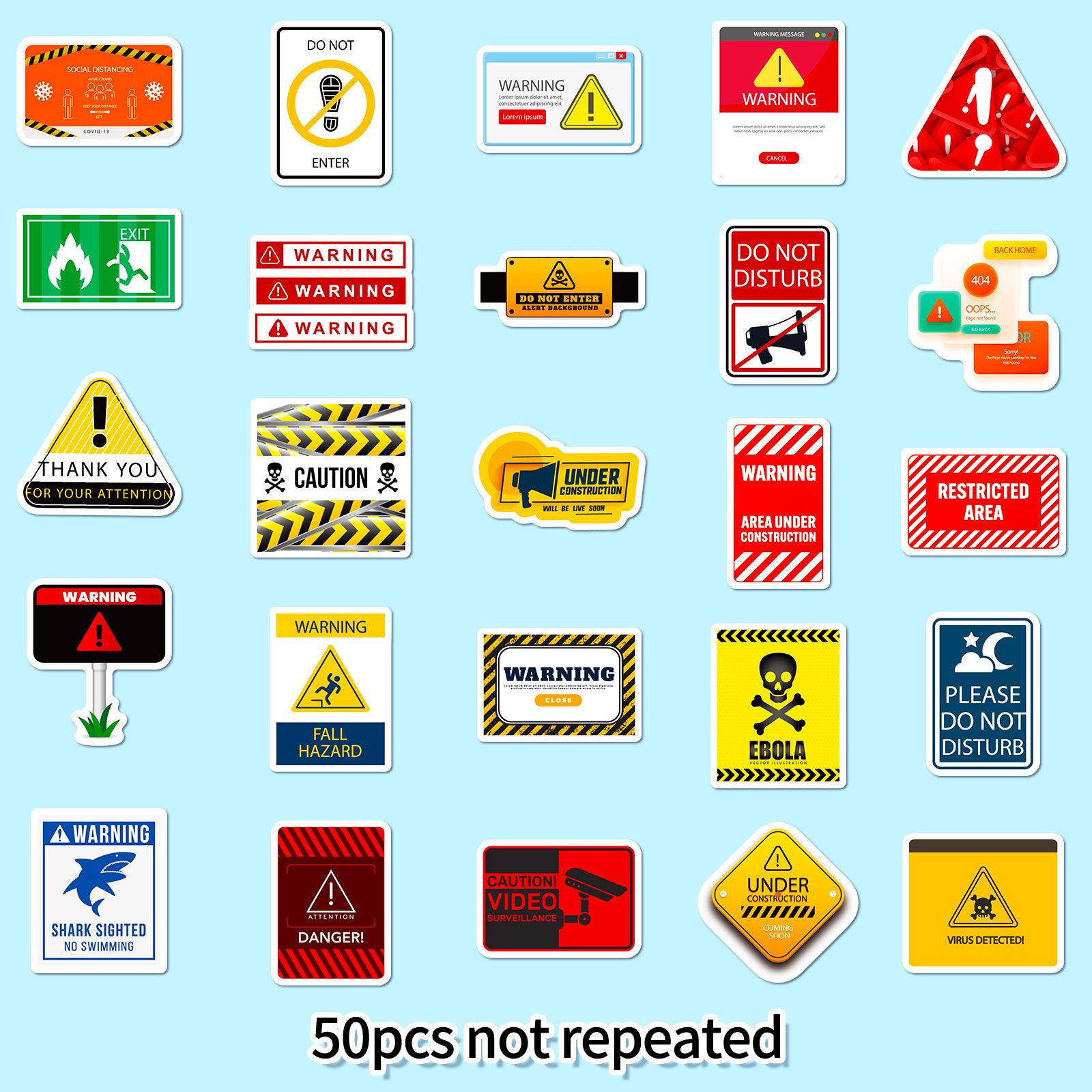 50PCS Warning Sticker Pack, Danger Stickers, Caution Stickers, Funny ...