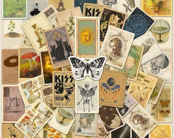 50 STÜCKE Vintage Collage Sticker Pack, Vintage Aufkleber, Retro Aufkleber, ästhetische Aufkleber für Journal, Scrapbook, Laptop