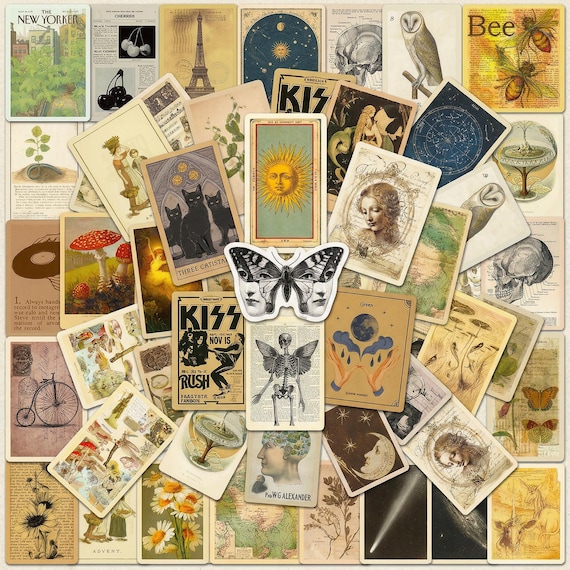50PCS Vintage Collage Sticker Pack, Vintage Stickers, Retro Stickers, Aesthetic Stickers for Journal, Scrapbook, Laptop