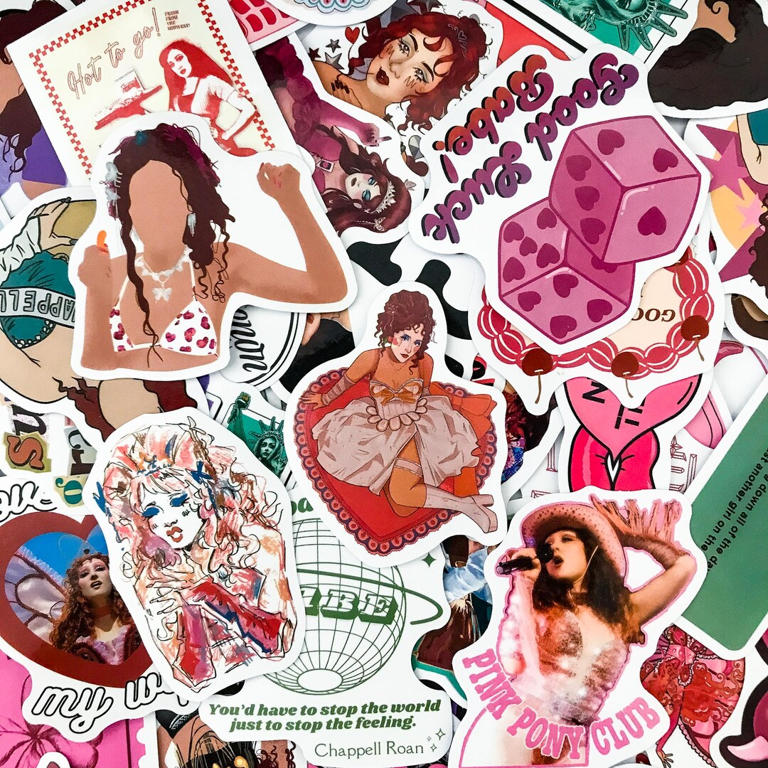 50PCS Sweet Style Singer Stickers Pack, Pink Collage Stickers, Heart ...